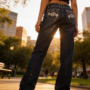 Y2K Five Star Vintage Harlem Rens Bootcut Oakland Dark Blue Skinny Stretch Sz 10